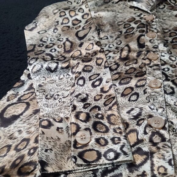 Antilia Femme Womens Button Up Blouse Multicolor Size Medium Polyester Blend - Picture 12 of 12